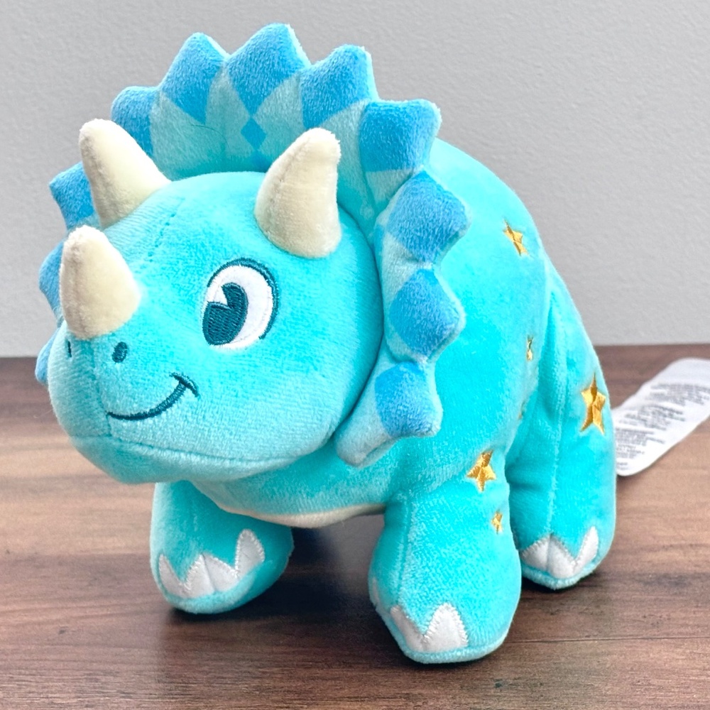 DISNEY PARKS Animal Kingdom Dinoland USA TRICERATOPS Dinosaur Plush Blue Stars